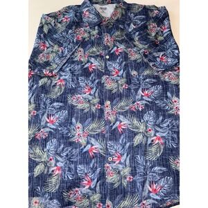 IZOD XXL Floral Print Button Down Shirt Tropical Vacation Casual Mens‎